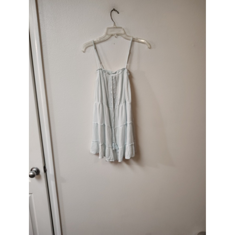 Kiwi + Punch Womens Light Blue Tiered Crochet Lace Cami Top Boho‎ Medium NWT